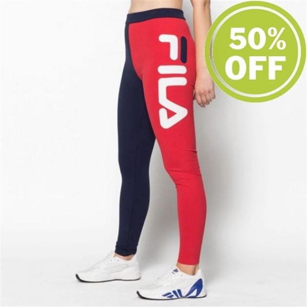 Legging Fila Mulher Azul Marinho/Vermelhas - Fila Vita High Waist High Waist In Multiple Colors Port